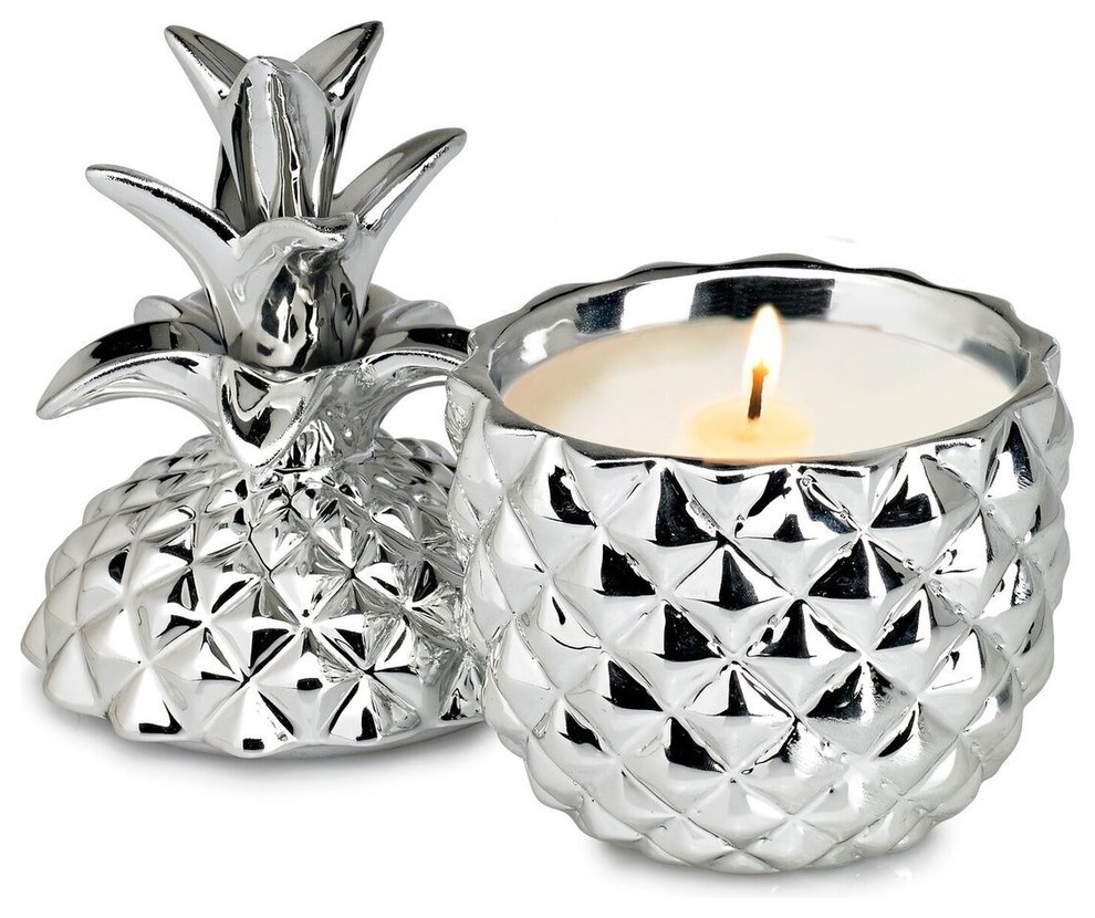Candle- Luxe Pineapple Collection - Silver Ceramic