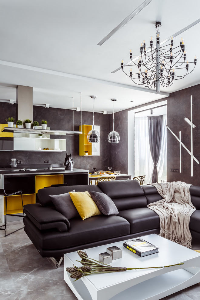 Фото гостиной реализованного проекта квартиры ЖК "Адмирал".