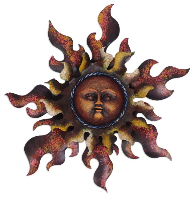 Novica Radiant Star In Brown Steel Wall Sculpture Contemporary