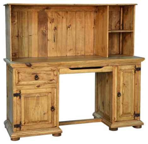 Rustic Wood Computer Desk With Hutch, Rustic Wooden Desk With Drawers