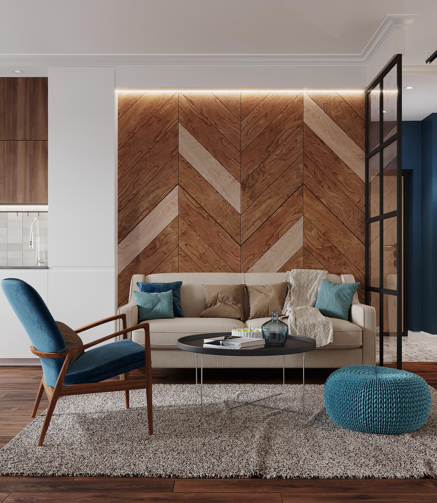 Интерьер в природной гамме для семьи с двумя детьми