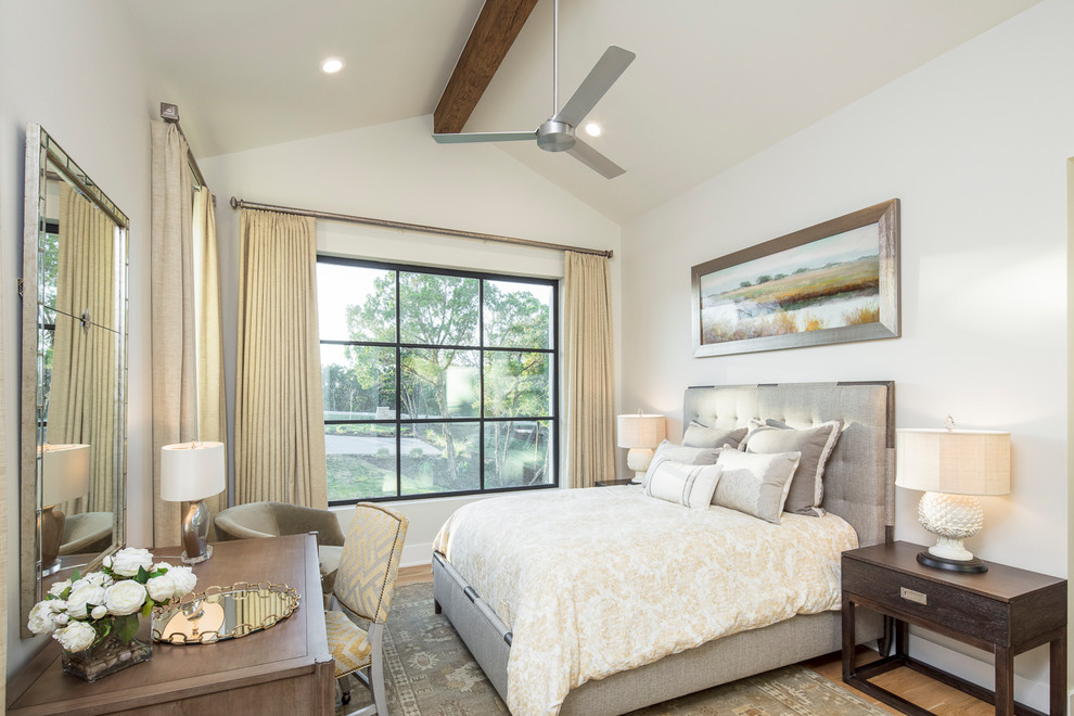 Transitional bedroom photo in Austin