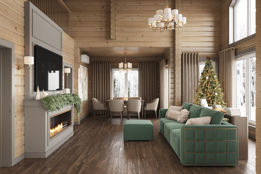 Дизайн гостиной в загородном доме