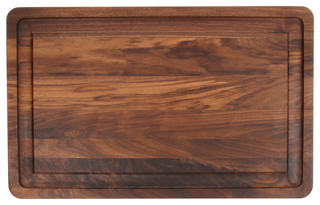 Thick Rectangular Carving Board with Juice Well, Walnut, 15" x 24"