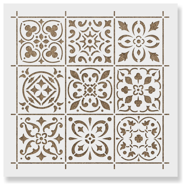 Mediterranean Mosaic Tile Stencil for DIY Projects Contemporary