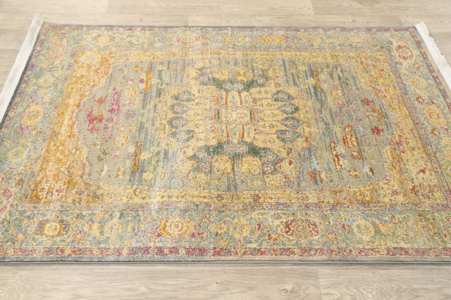 Heat Set Rugs Traditional Vintage Style Floral Distressed Heat-Set Turkish Area Rugs ...