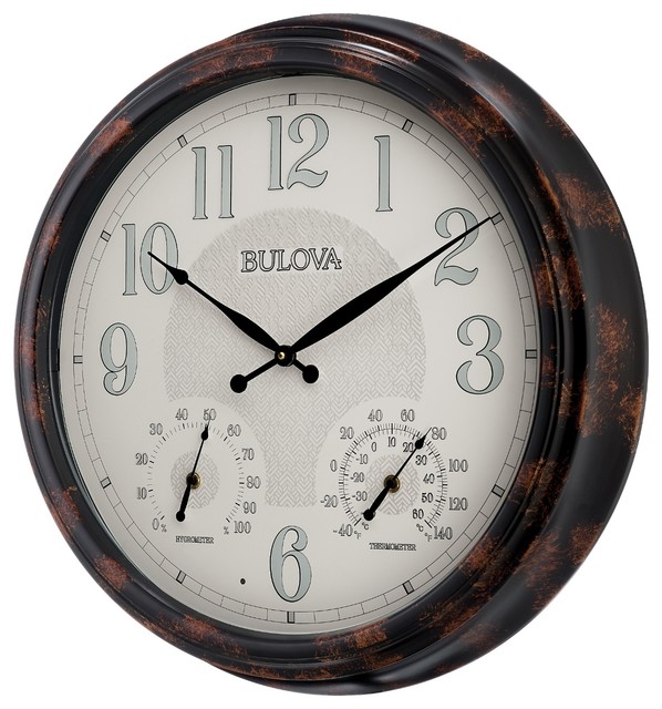 Weather Mate Indoor Outdoor Wall Clock With Thermometer And Hygrometer