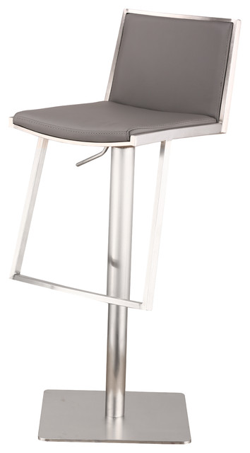 Stainless Steel Bar Stools ibiza adjustable brushed stainless steel pu bar stool gray