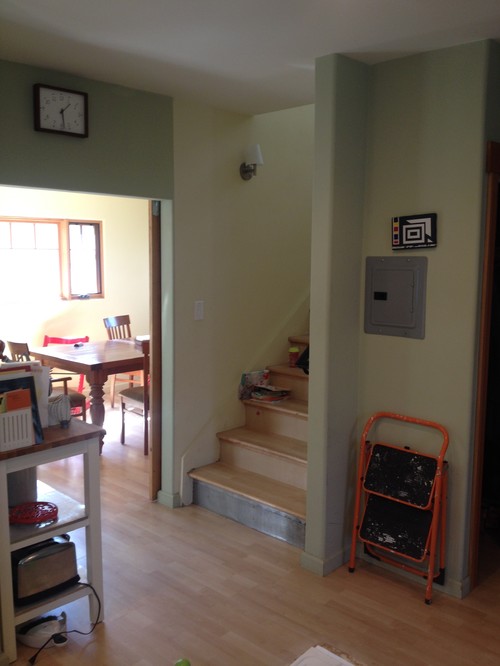 Adding a door at the bottom of this tricky stairway