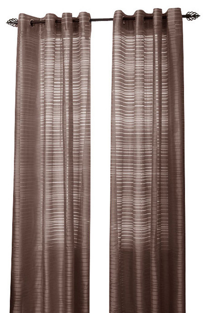 Lavish Home Maggie Grommet Curtain Panel Beige Contemporary