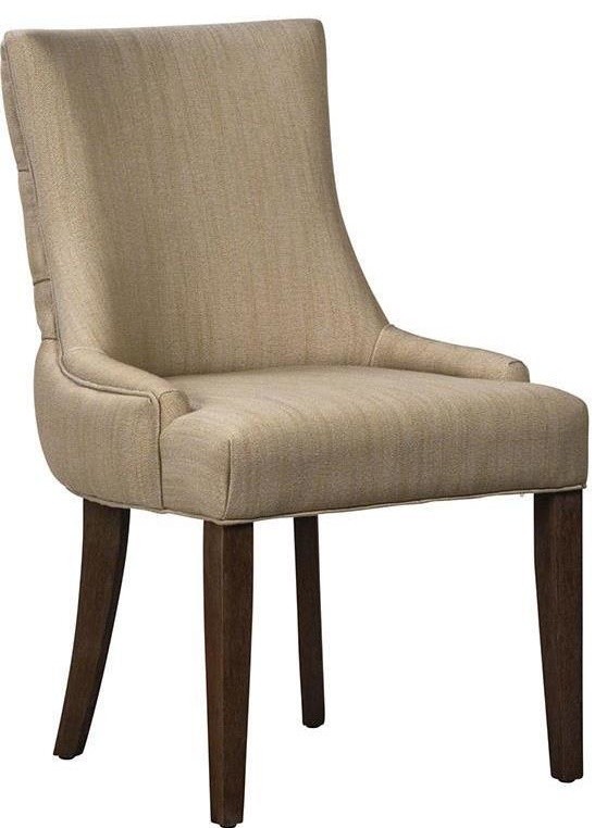 DOVETAIL DARA Dining Chair Beige Oak Wood Legs Polyester Fabric