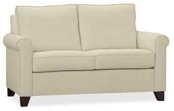 Cameron Roll Arm Upholstered Love Seat, Polyester Wrap Cushions, Performance Twe
