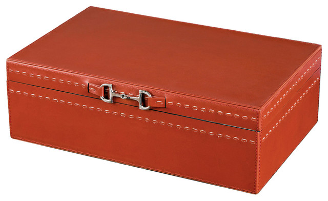 Metro Rustic Lodge Vermillion Red Leather Accessory Box