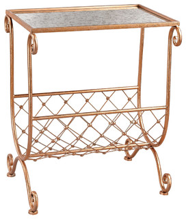 Copper Side Table With Magazine Rack - Traditional - Magazine Racks ...