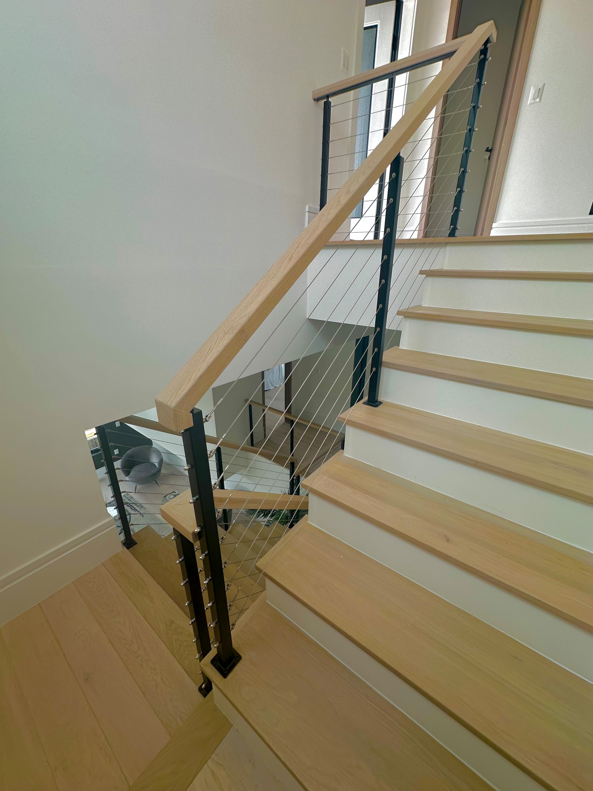 Modern Cable railings - Wood finish