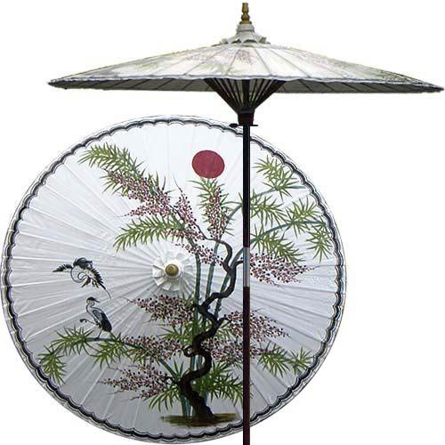 Asian Splendor Outdoor Patio Umbrella, White
