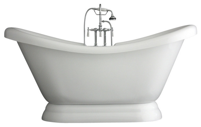 Double Slipper Pedestal Bathtub/Faucet Set, 73", Chrome