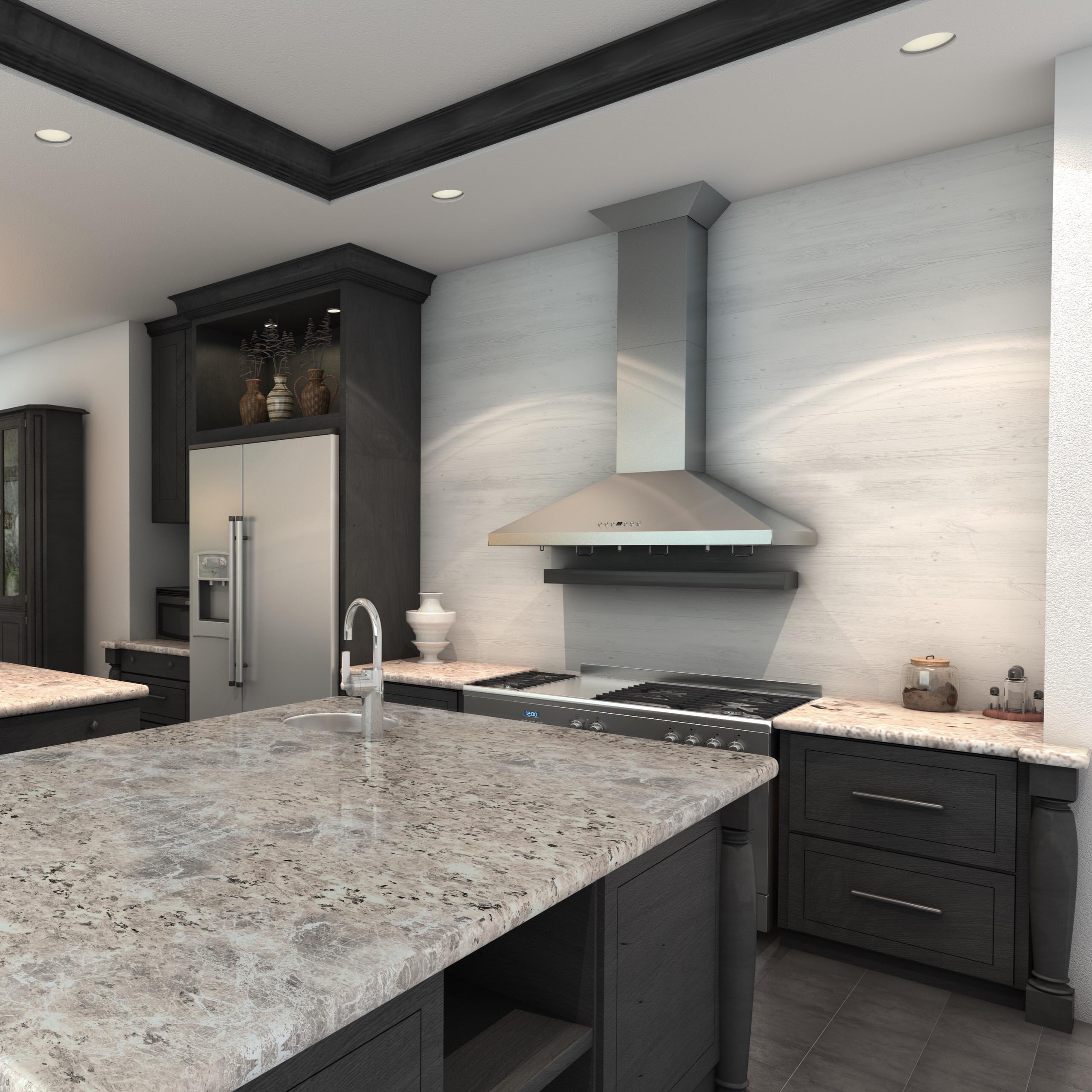 Kitchen remodel featuring a ZLINE KL2CRN Stainless Steel Wall Range Hood