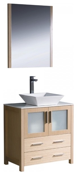 Fresca FVN6230LO-VSL Torino 30 Light Oak Modern Bathroom Vanity W/ Vessel Sink