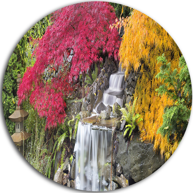 Japanese Maple Trees, Floral Photography Round Wall Art - Asian - Metal Wall Art - by Design Art ...