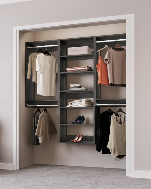 Modular Closet System Double Hanging Closet Organizer and Shelving 66 ...