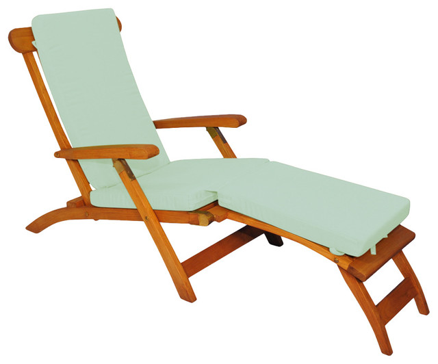 Teak Steamer Chair Chaise Lounge with Sunbrella Cushion ...