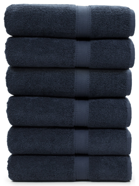 Linum Home Textiles Sinemis Terry Bath Towels, Set of 6, Navy