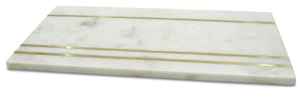 Cheese Board , White and Brass, 18"