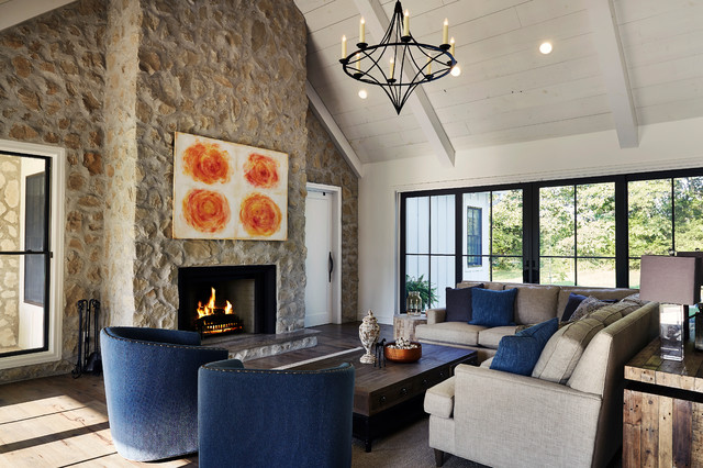 Modern Farmhouse lantlig-vardagsrum