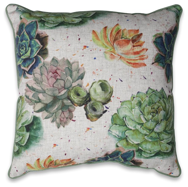 Succulent Plants Aloe Green Throw Pillow 18 Contemporary
