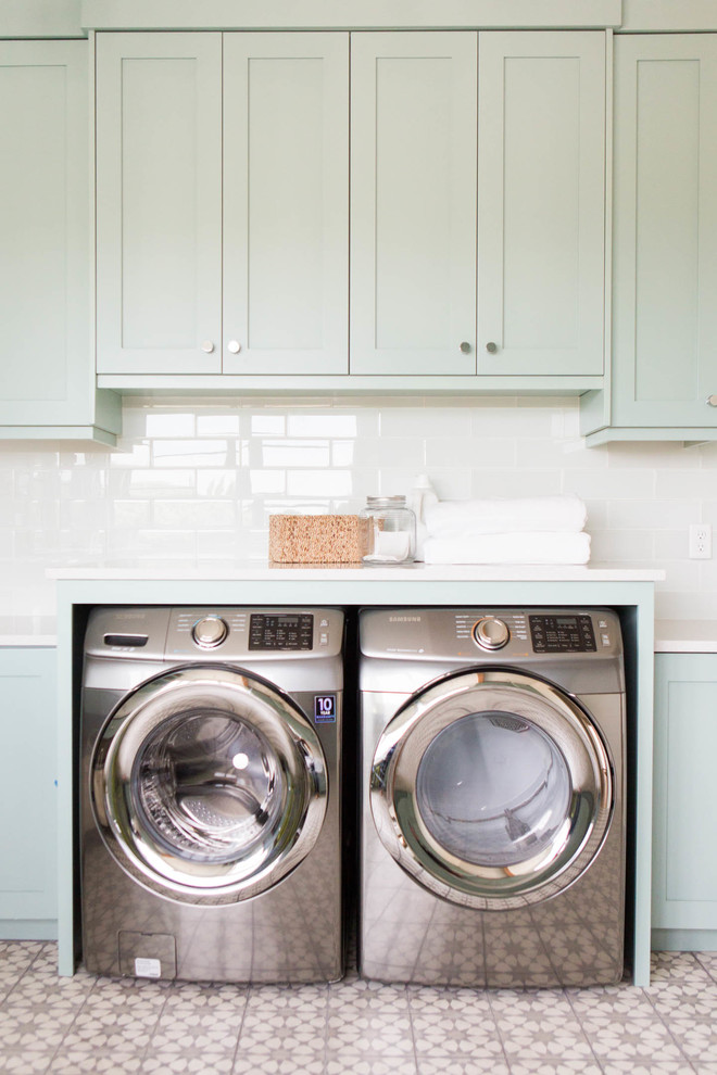 This is an example of a transitional laundry room in Salt Lake City.