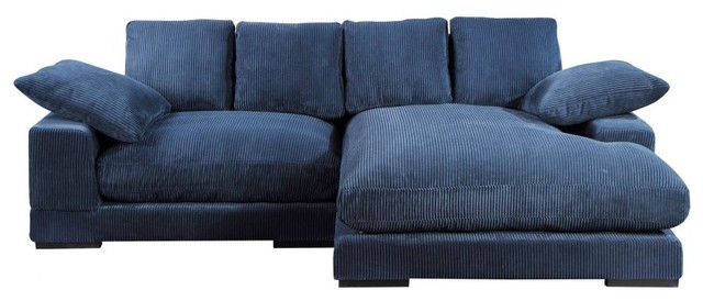 106 W Navy Sectional With Flip Chaise Corduroy Wooden Frame Rubber Wood Legs 106 W Navy Sectional With Flip Chaise Corduroy Wooden Frame Rubber Wood Legs