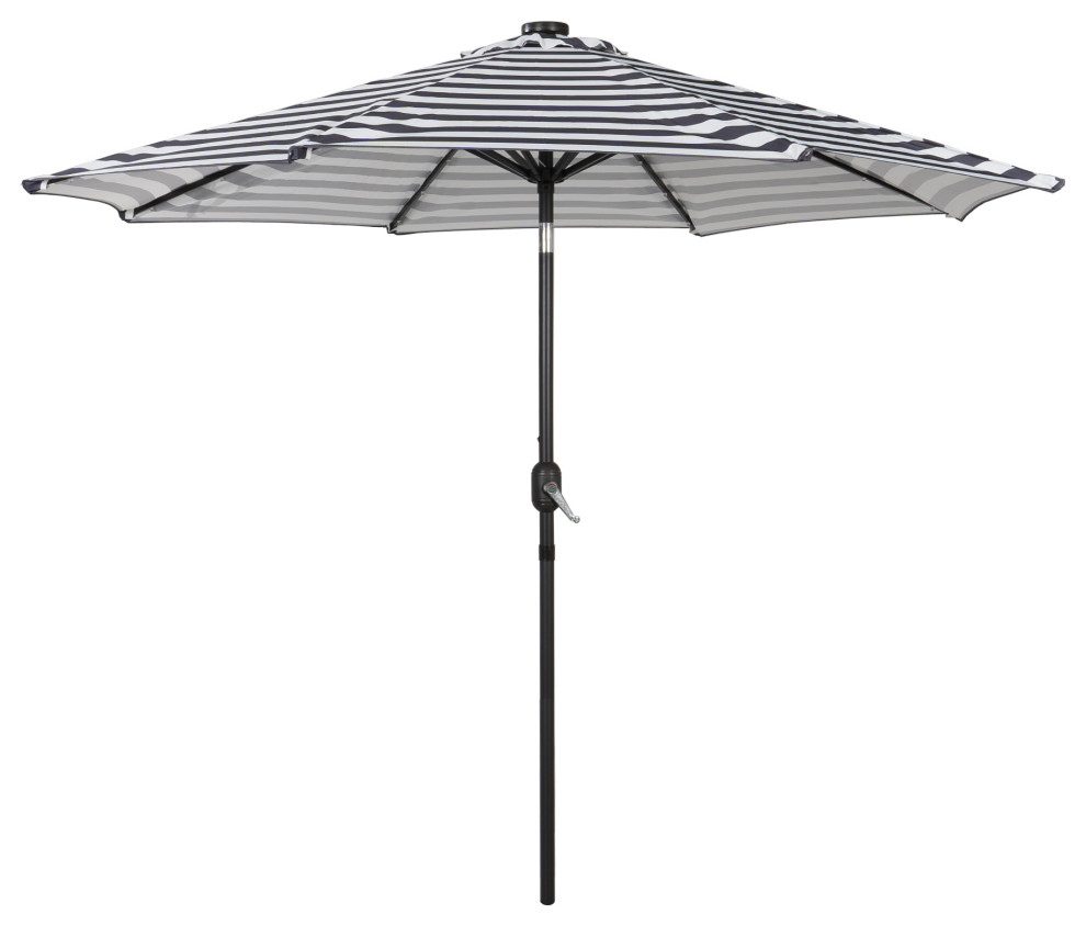 WestinTrends 9Ft Outdoor Patio Solar Powered LED Light Market Table Umbrella, Black/White