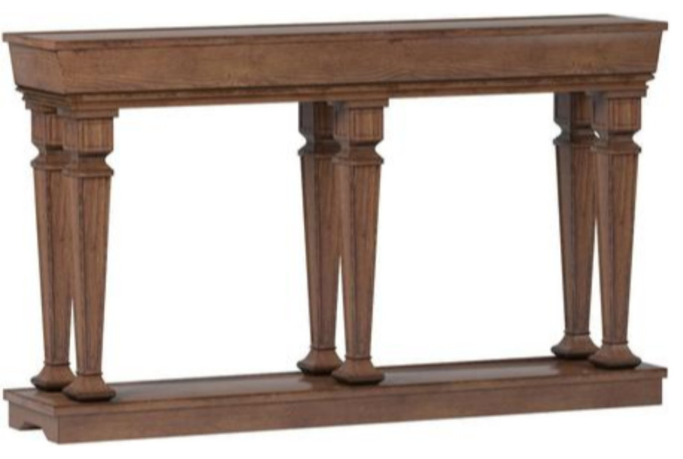 Wooden Console Table With One Bottom Shelf, Oak Brown