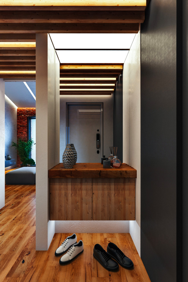 Интерьер небольшой двухуровневой квартиры студии в стиле лофт