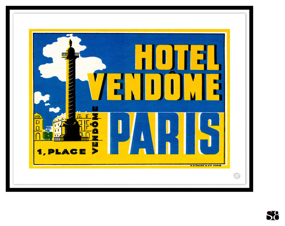 Contemporary Modern Transitional Fine Art,  HOTEL VENDOME, PARIS, Black Leaf