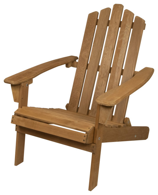 36" Natural Stained Classic Folding Wood Adirondack Chair