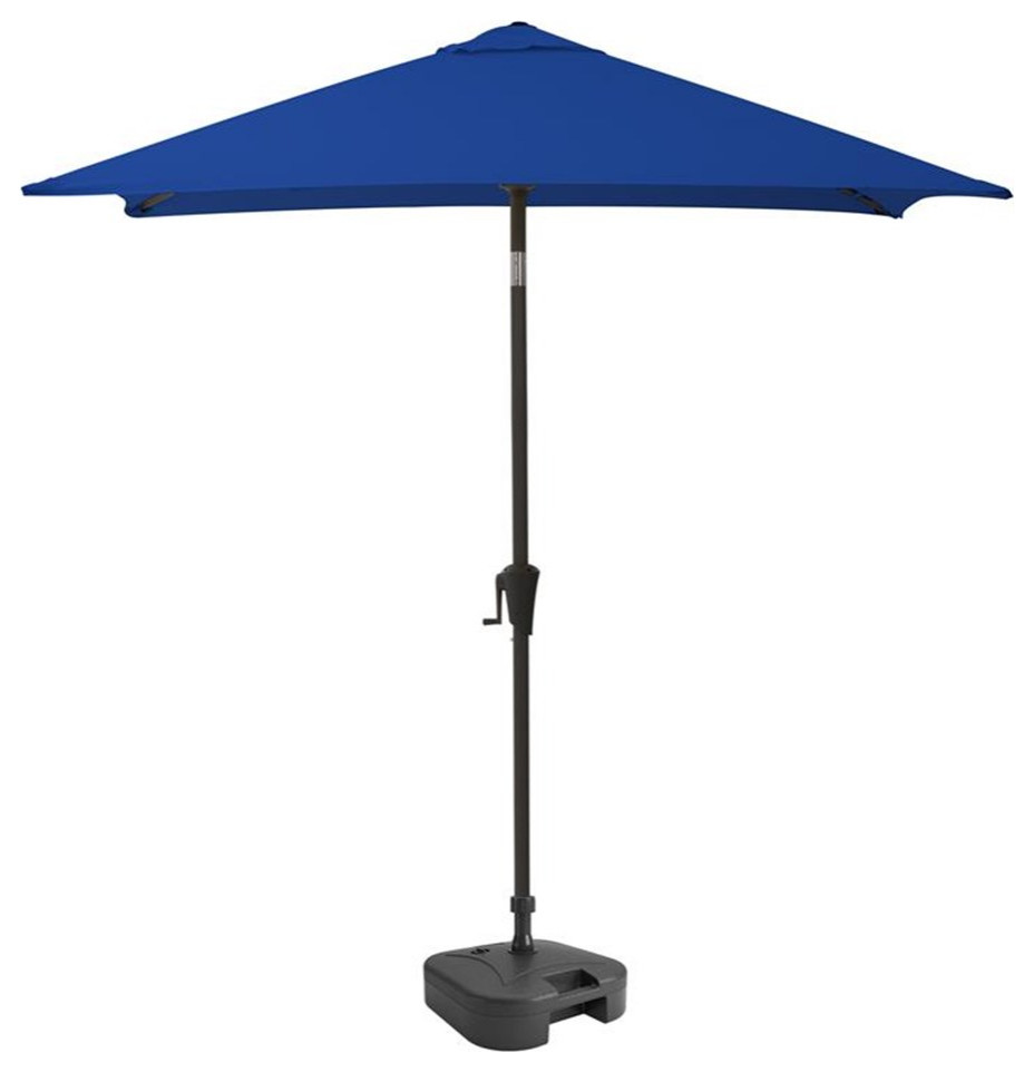 Afuera Living Square Tilting Fabric Patio Umbrella with Base in Cobalt