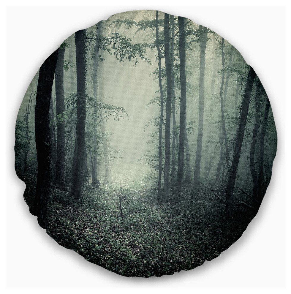 Trail Through Dark Forest Landscape Photo Throw Pillow Contemporary Decorative Pillows By Design Art Usa