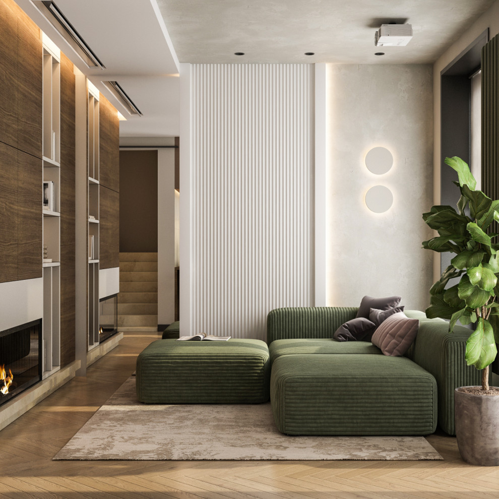 Гостиная и кухня в таунхаусе (Москва)