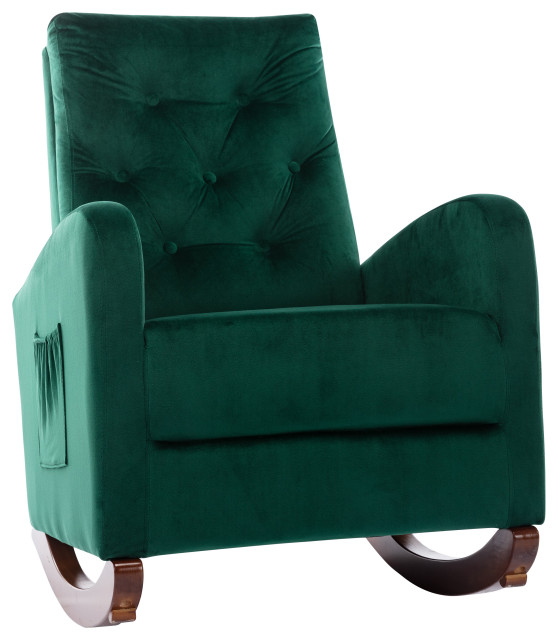 TATEUS  Glider Rocker Armchair  for Nursery, Living Room, Bedroom, Green