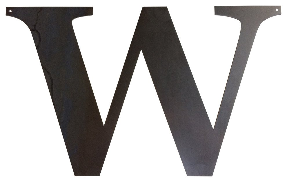 Rustic Large Letter "W", Painted Black, 18"