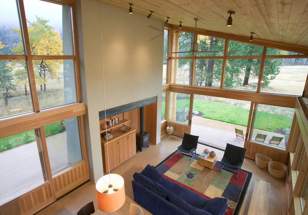 This is an example of a contemporary family room in Seattle.