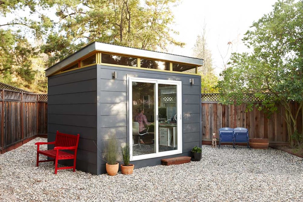 Design ideas for a small eclectic shed and granny flat in San Francisco.