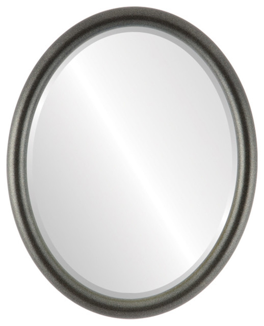 Pasadena Framed Oval Mirror In Black Silver 13 X17