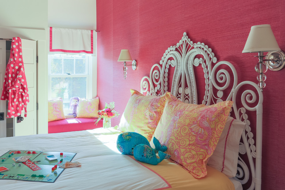 Inspiration for a large transitional kids' bedroom for kids 4-10 years old and girls in Boston.