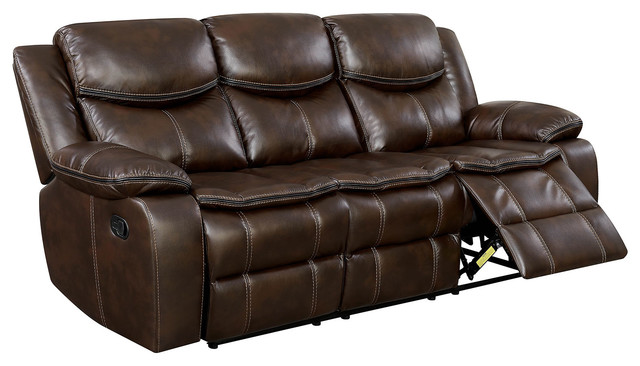 Transitional Style Double Recliner Sofa With Center Console And Transitional Style Double Recliner Sofa