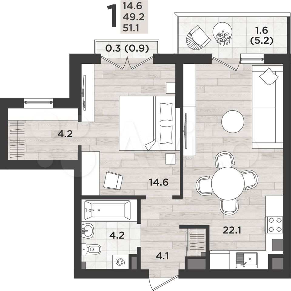 Калининград, квартира 52 кв.м.
