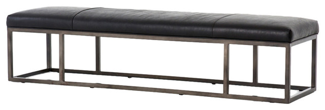 Beaumont Bench Rider Black Transitional Upholstered Benches