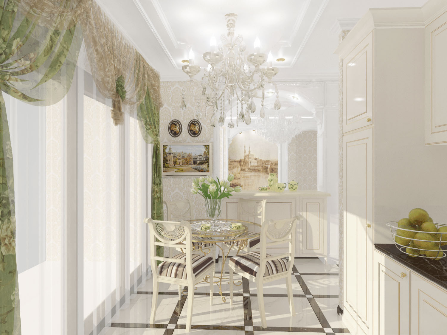 Квартира в бежевых тонах в стиле неоклассика